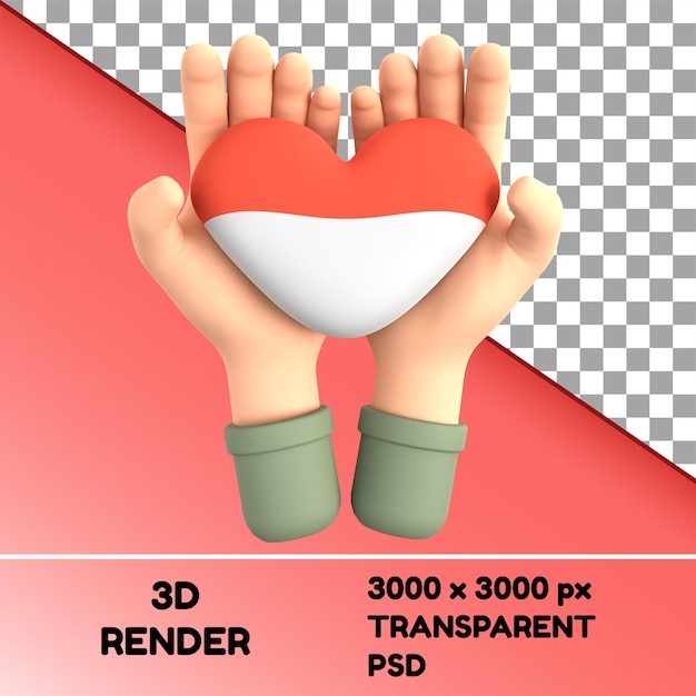 Icono 3D de la independencia de Indonesia