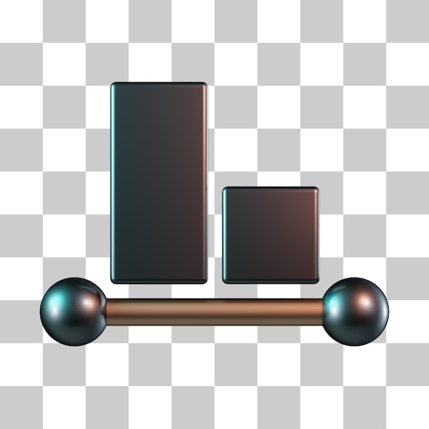 Icono 3D inferior de alineación de texto