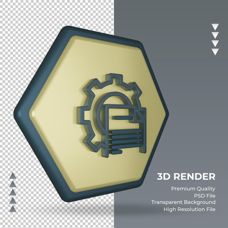 PSD icono 3d informe signo de fábrica representación vista izquierda