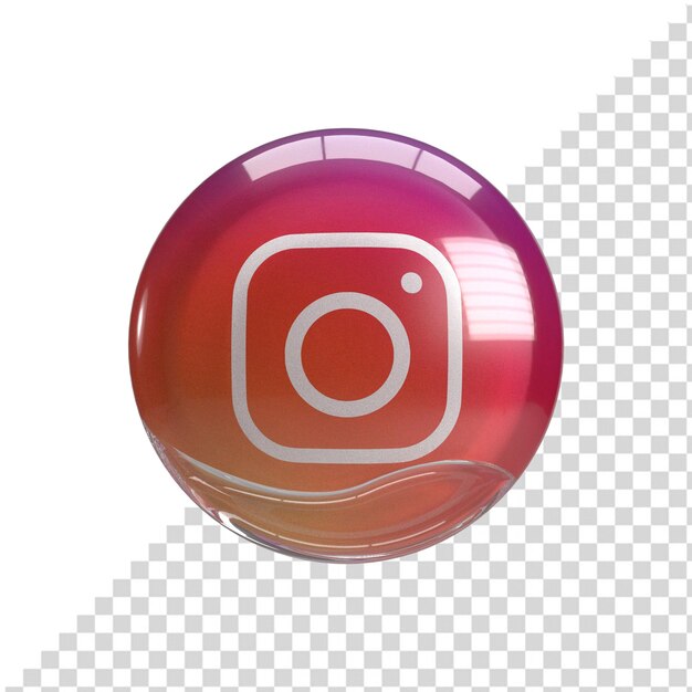 Icono 3d de instagram para composición psd