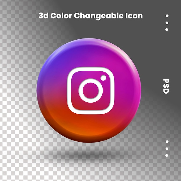 Icono 3D de Instagram para diseño de interfaz de usuario