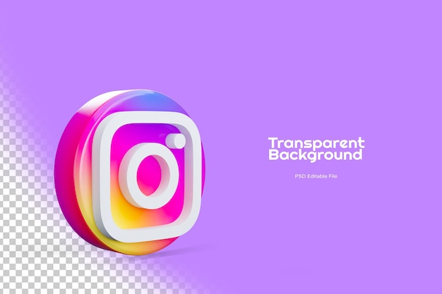 Icono 3D de Instagram con plantilla de redes sociales de fondo transparente