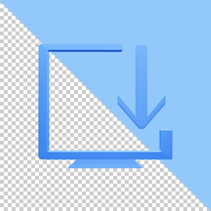PSD icono 3d installdekstop aislado en el fondo wihte