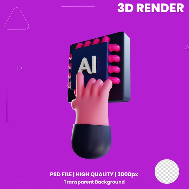 icono 3d de inteligencia artificial