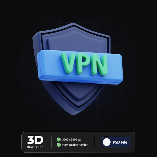 PSD icono 3d internet cyber crimen vpn