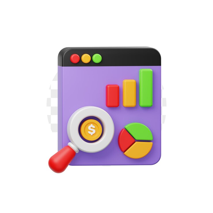 PSD icono 3d de investigación de mercado