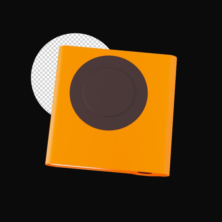 PSD icono 3d ipod shuffle dorado y marrón sobre fondo negro