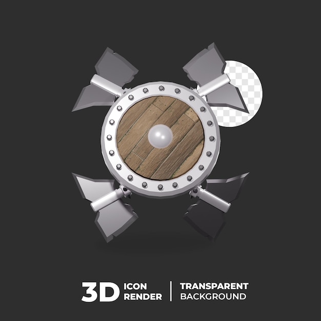 Icono 3D Juego Escudo y hacha