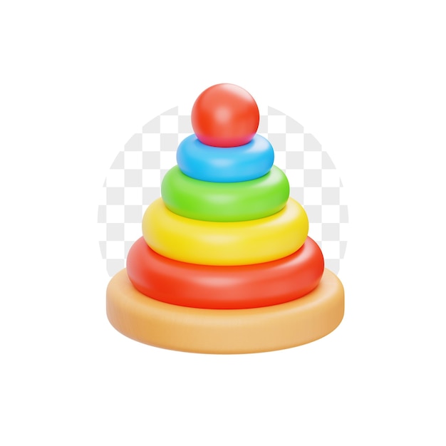 Icono 3D De Juguete De Anillo Apilable PSD Premium