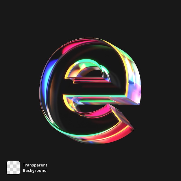 Icono 3D de una letra de cristal e.