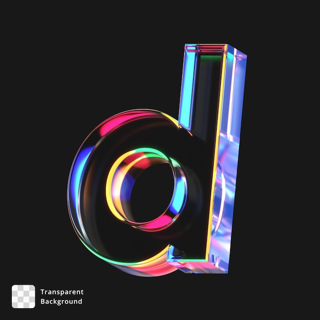 Icono 3D de una letra d de cristal