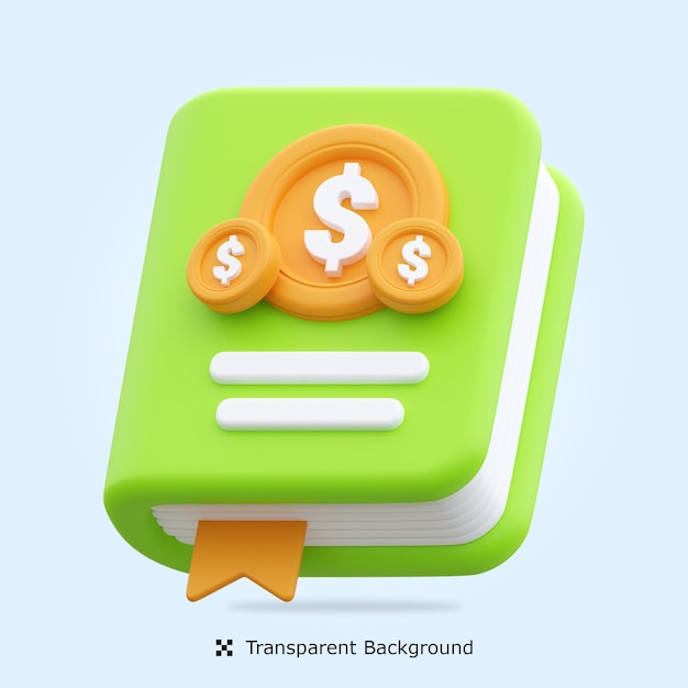 Icono 3d de libro financiero psd