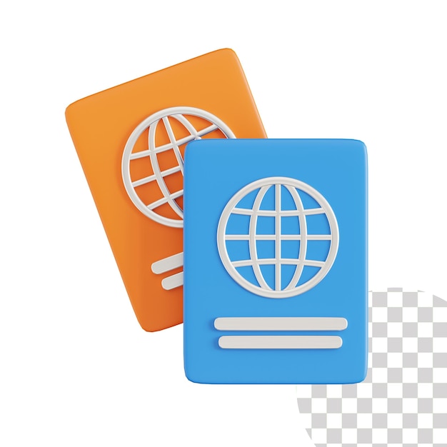 PSD icono 3d del libro de pasaporte