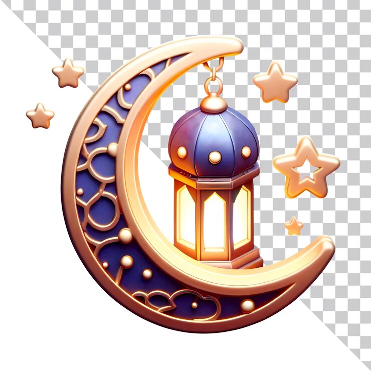 Icono 3D Linterna musulmana con luna y estrella