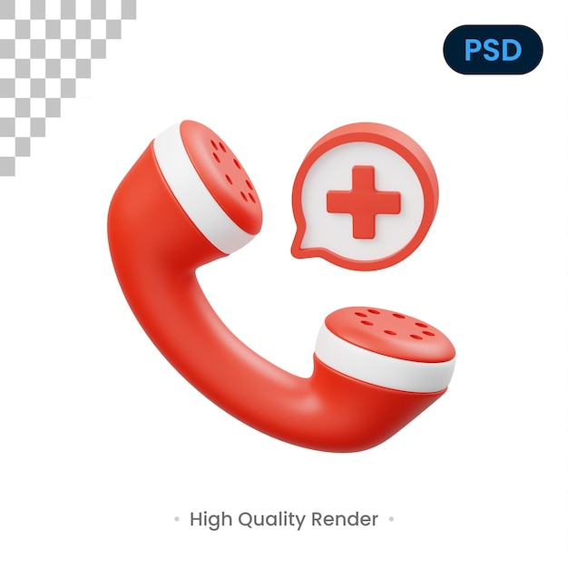 PSD icono 3d de llamada de emergencia psd premium