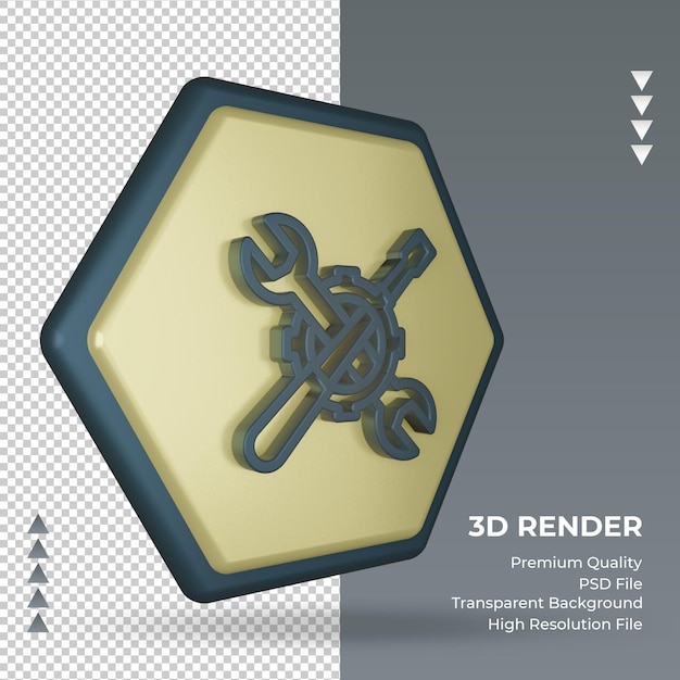 Icono 3D Llave de fábrica signo de renderizado vista izquierda