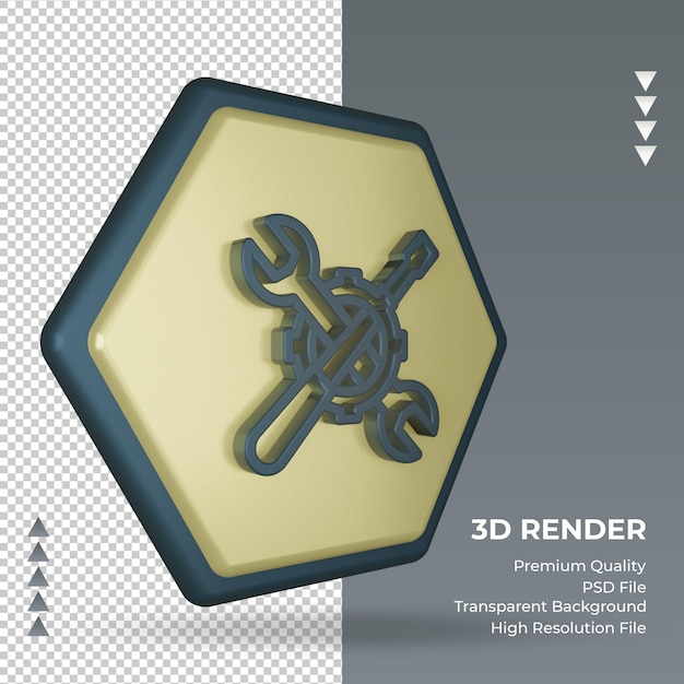 PSD icono 3d llave de fábrica signo de renderizado vista izquierda