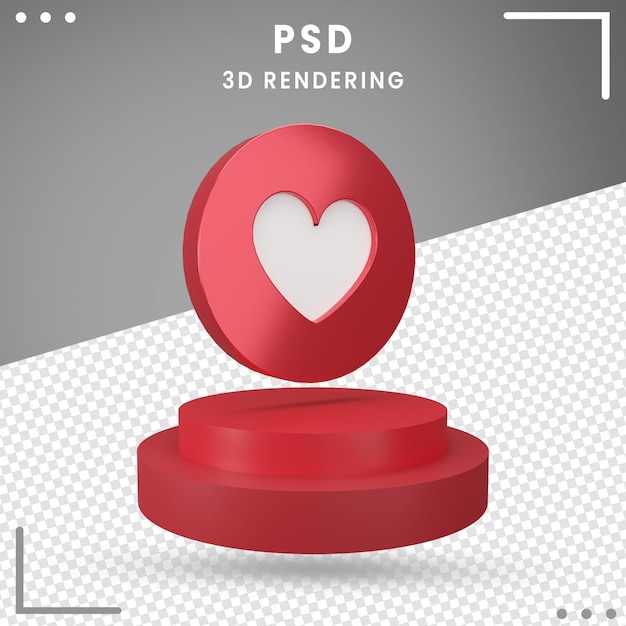 Icono 3d logotipo girado amor facebook representación 3d