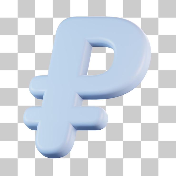 PSD icono 3d del logotipo de la moneda del rublo