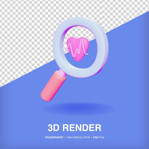 Icono 3d lupa salud
