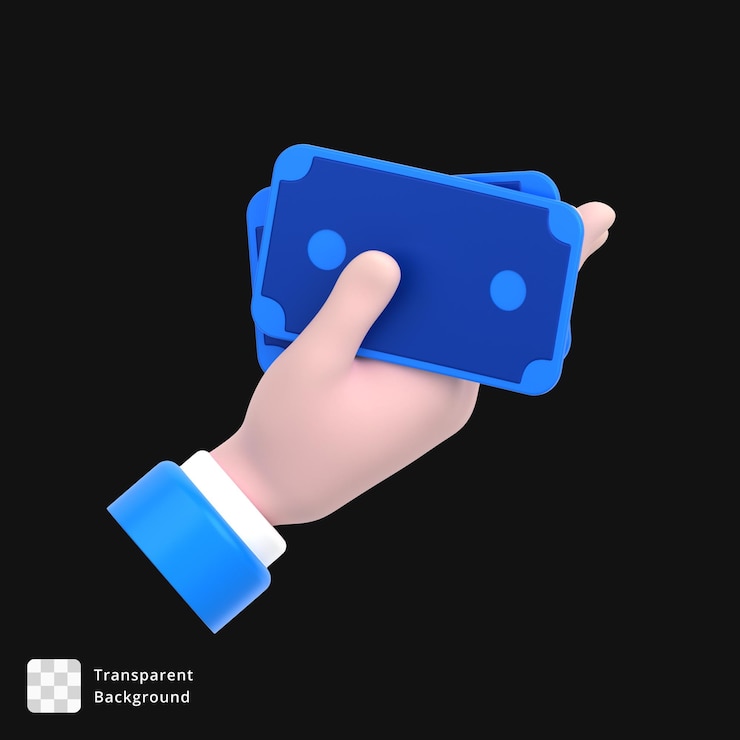 PSD icono 3d de una mano repartiendo dinero