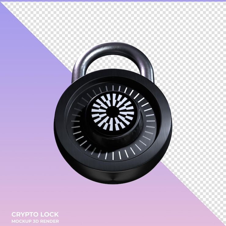 PSD el icono 3d del manto de bloqueo criptográfico mnt