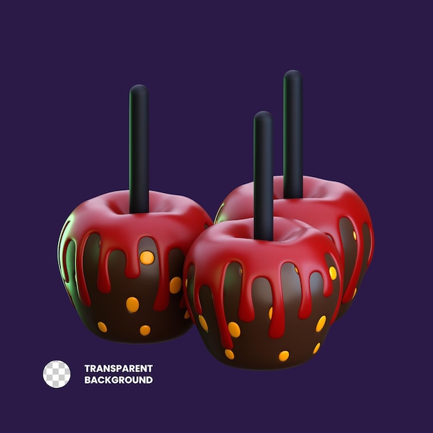 Icono 3D de manzana caramelizada