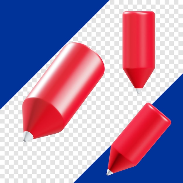 Icono 3D de la maqueta de lápiz rojo
