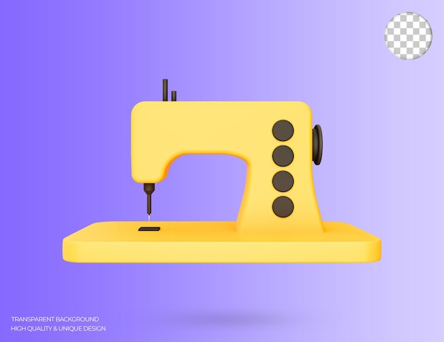 Icono 3d de la máquina de coser. Ilustración procesada en 3D.