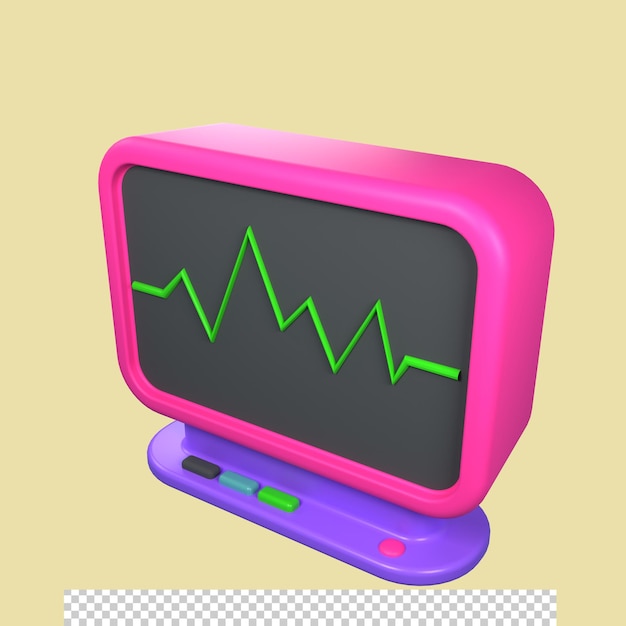 El icono 3D de la máquina de EKG