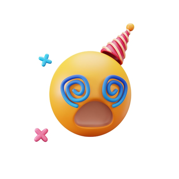 PSD Ícono 3d mareado para fiesta emoji