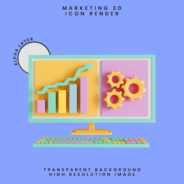 Icono 3d de marketing con fondo transparente