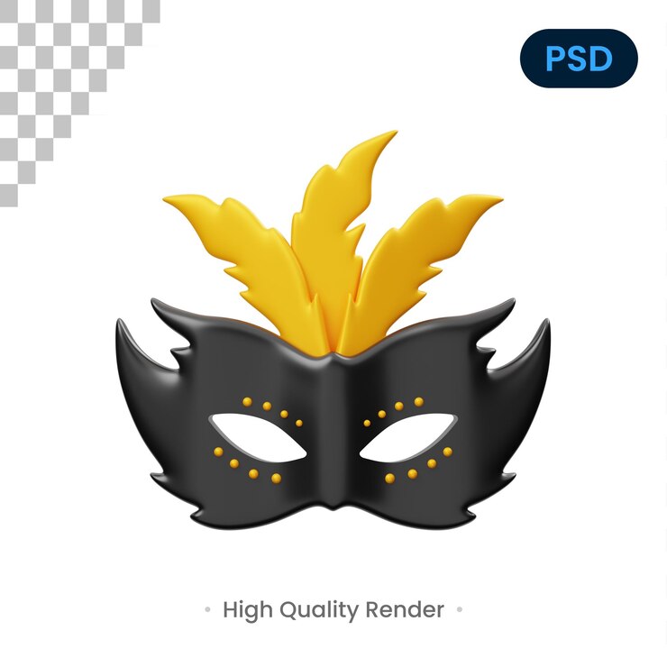 PSD icono 3d de máscara de carnaval psd premium