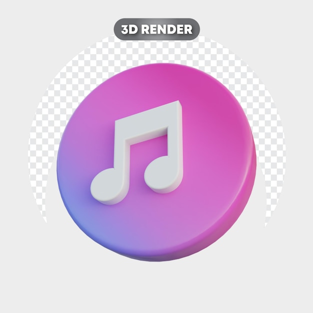 Icono 3D de medios sociales aislados música del lado derecho