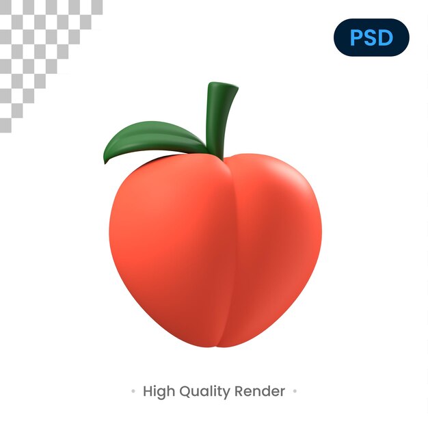 Icono 3D De Melocotón PSD Premium