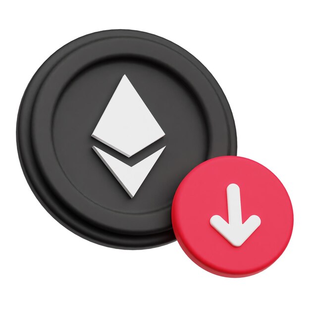 El icono 3D de la moneda criptográfica ethereum aislado en el fondo blanco