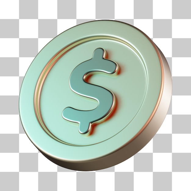 Icono 3d de moneda de dólar