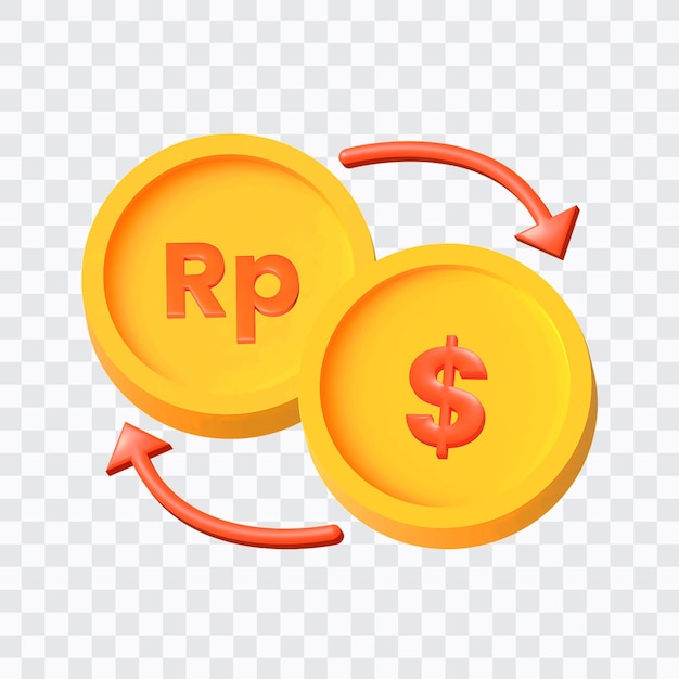 icono 3d Una moneda de oro con la palabra rp y un signo de dólar