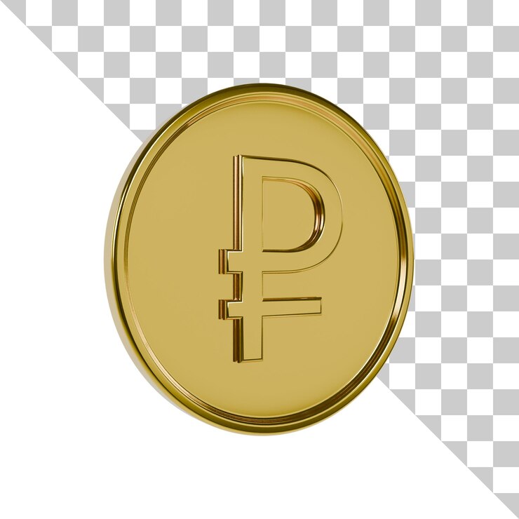 PSD icono 3d de moneda de oro rublo