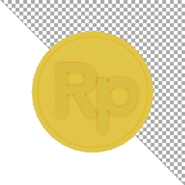 Icono 3d moneda de oro rupia