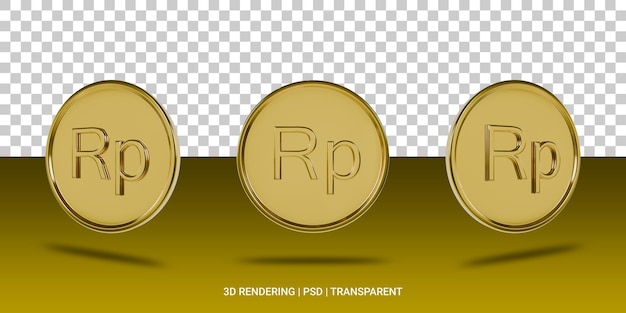 Icono 3D de moneda de oro rupia