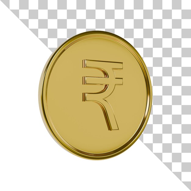 PSD icono 3d de moneda de oro rupia