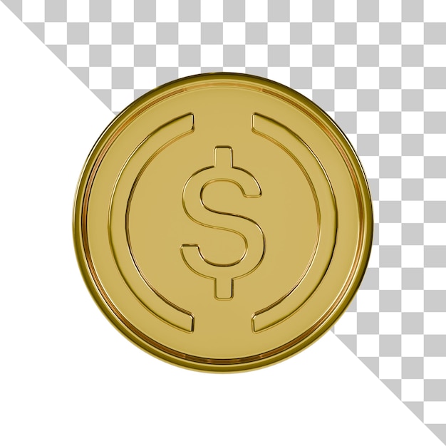 PSD el icono 3d de la moneda de oro de usd