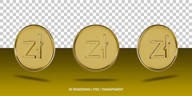Icono 3D de moneda de oro Zloty