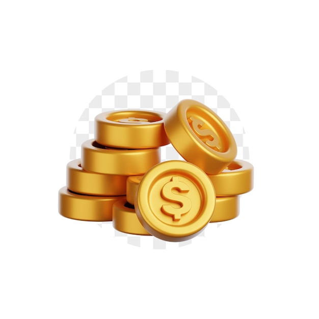 Icono 3D de moneda de oro
