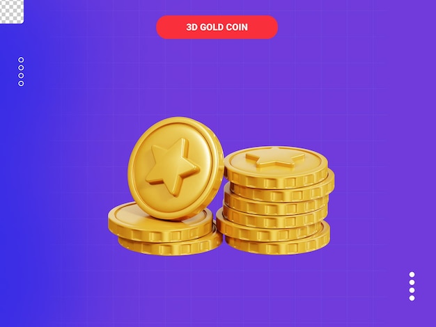 icono 3d de moneda de oro