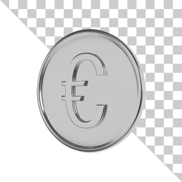 PSD icono 3d de moneda de plata euro