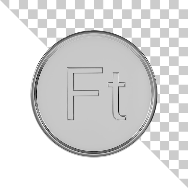 PSD icono 3d de moneda de plata forint