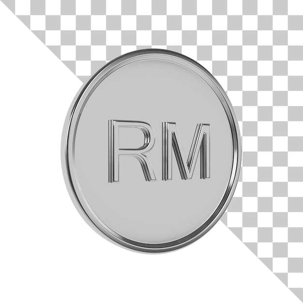 PSD icono 3d de moneda de plata ringgit