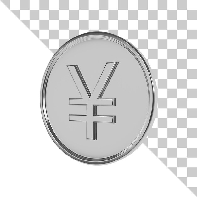 Icono 3D de moneda de plata Yen Yuan